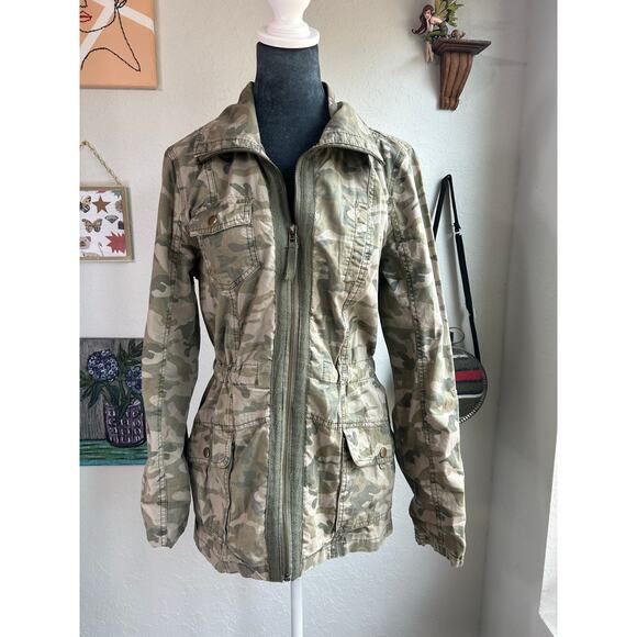 Military Army green Jacket- Sz M - Ashley by 26 INTL- camo- utility cotton - Picture 1 of 7
